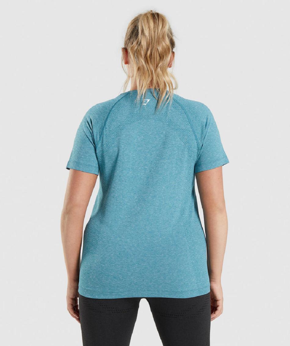 T Shirts Gymshark Vital Seamless 2.0 Light Mujer Turquesa | CO 2273DFM